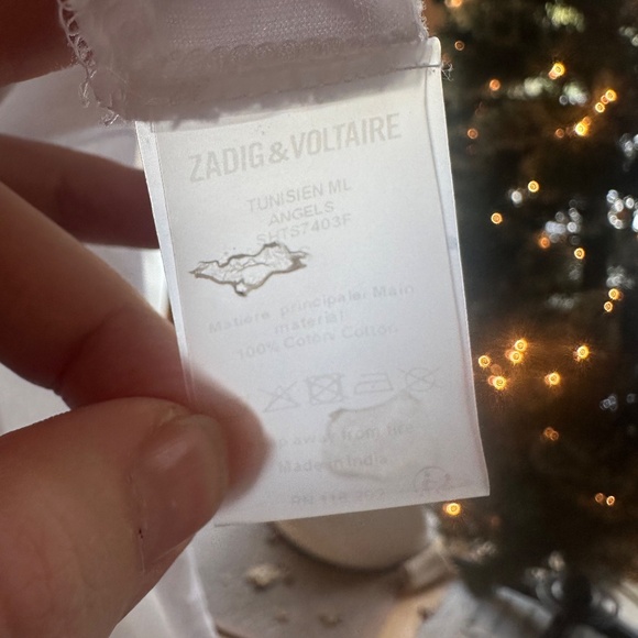 Zadig & Voltaire Tunisian ML Angels Henley Graphic Long Sleeve Shirt - Picture 5 of 9